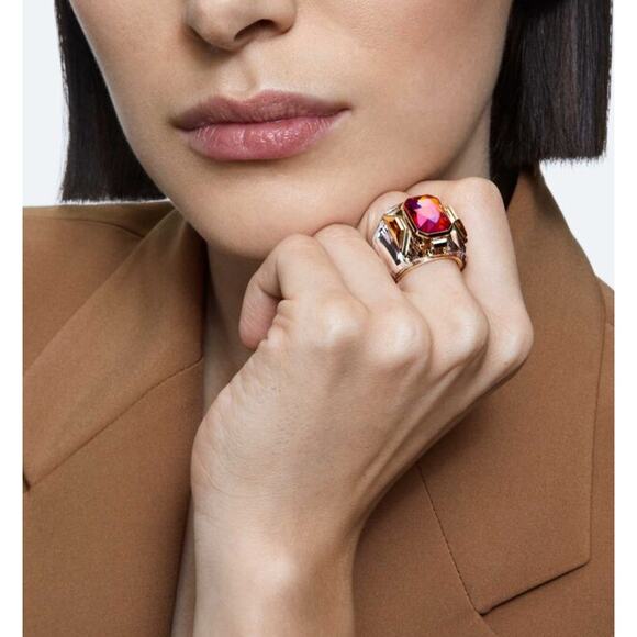 Swarovski Chroma Cocktail Ring Pink and Gold 60 EUR - 9 USA - Picture 8 of 11